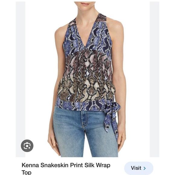 Parker Snake Print Kenna Sleeveless Wrap Front Top Multicolor Size Small - Picture 13 of 16
